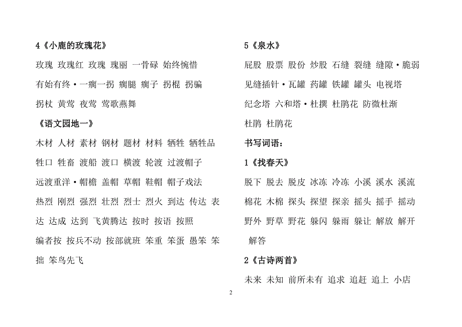 新课标人教版二年级瞎扯四会二会语文词语表_第3页