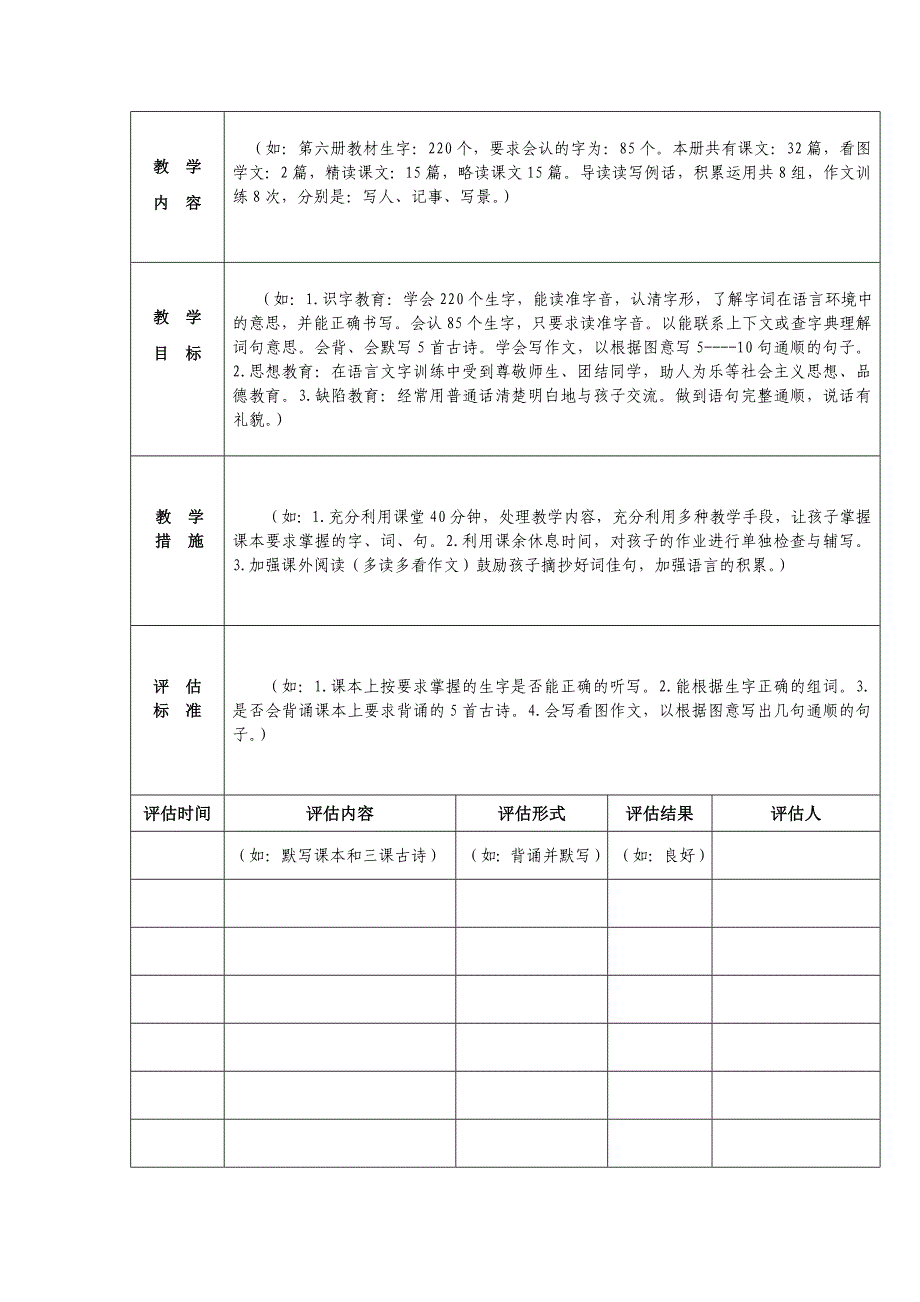 个别教育计划参考_第2页