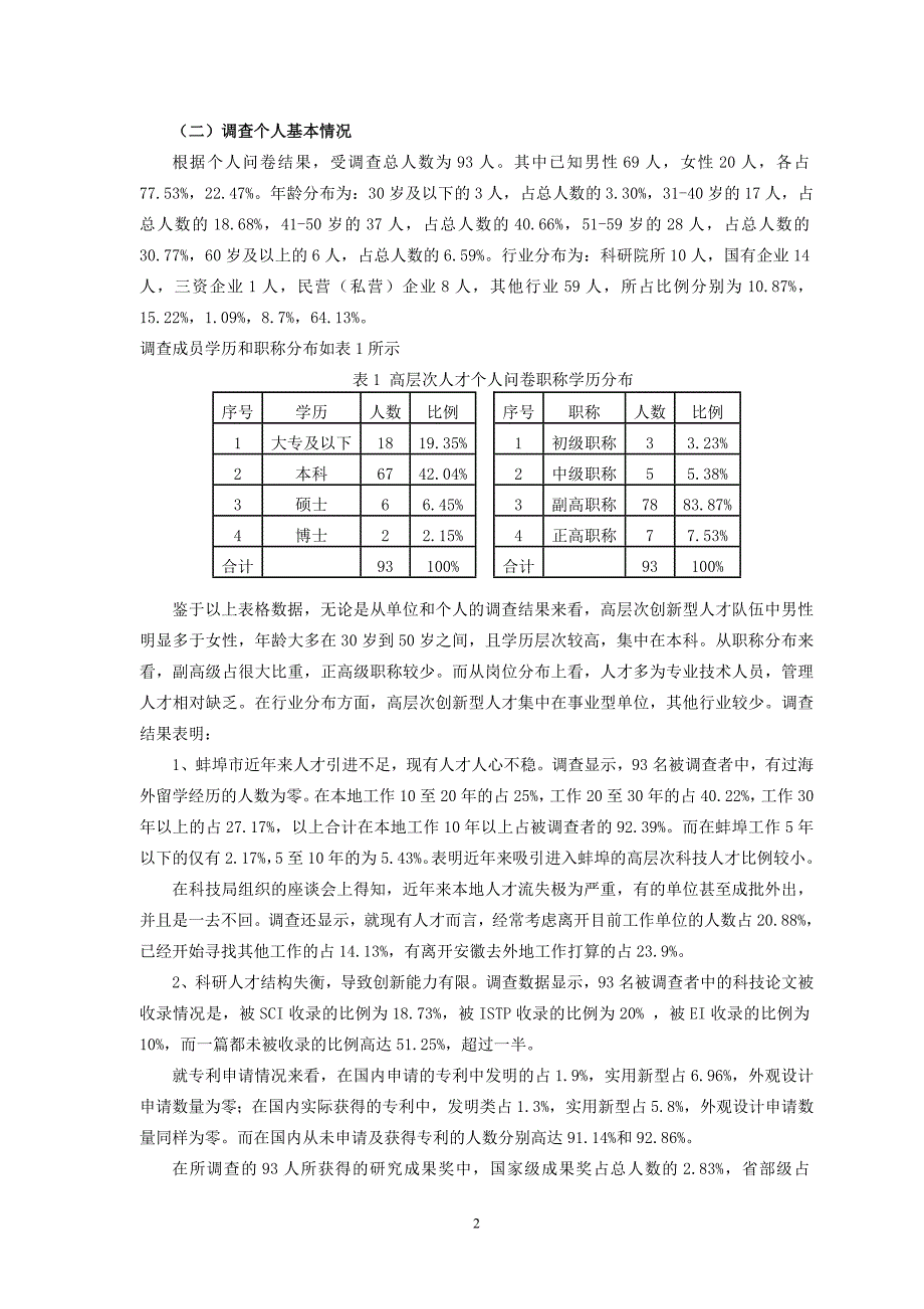 蚌埠市高层次创新型科技人才调研报告_第2页