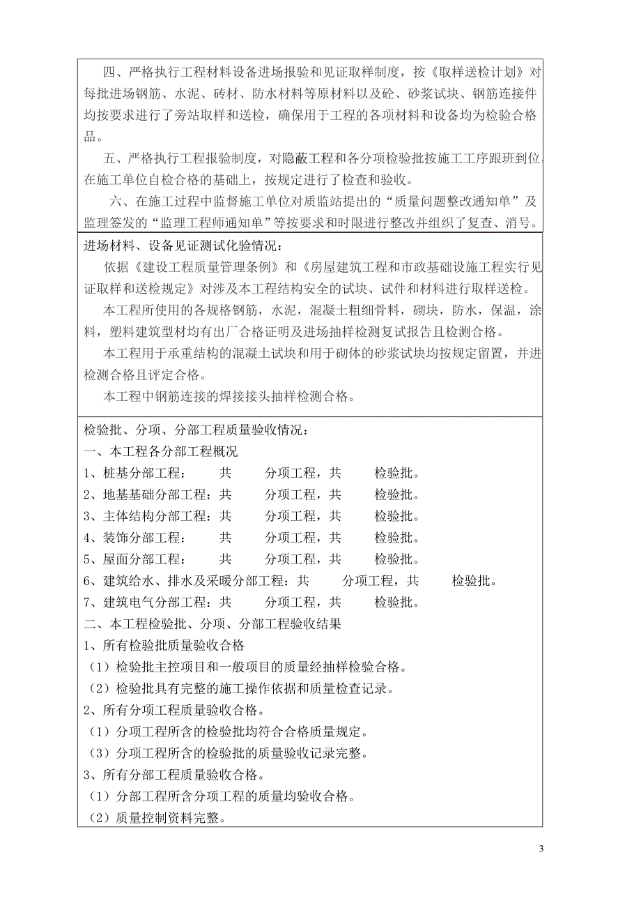 建设工程质量评估报告(监理)3AAA_第4页