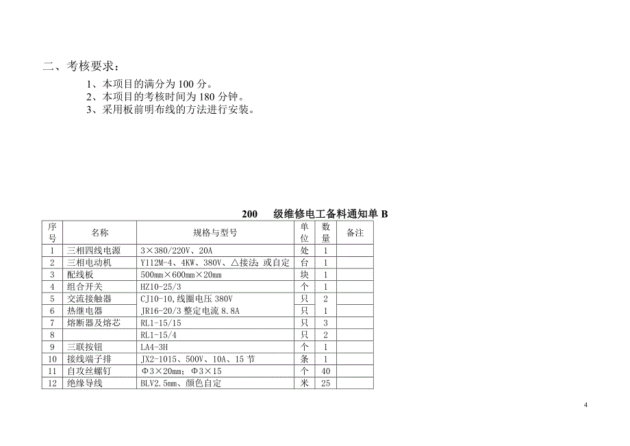 中级维修电工实操试题及评分标准_第4页