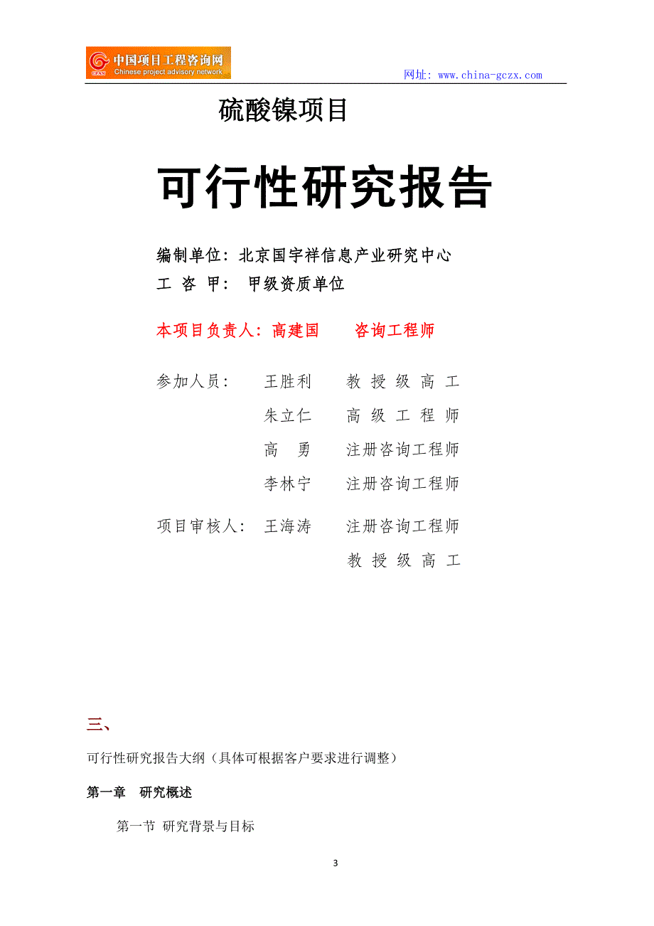 硫酸镍项目可行性研究报告立项格式范文_第3页