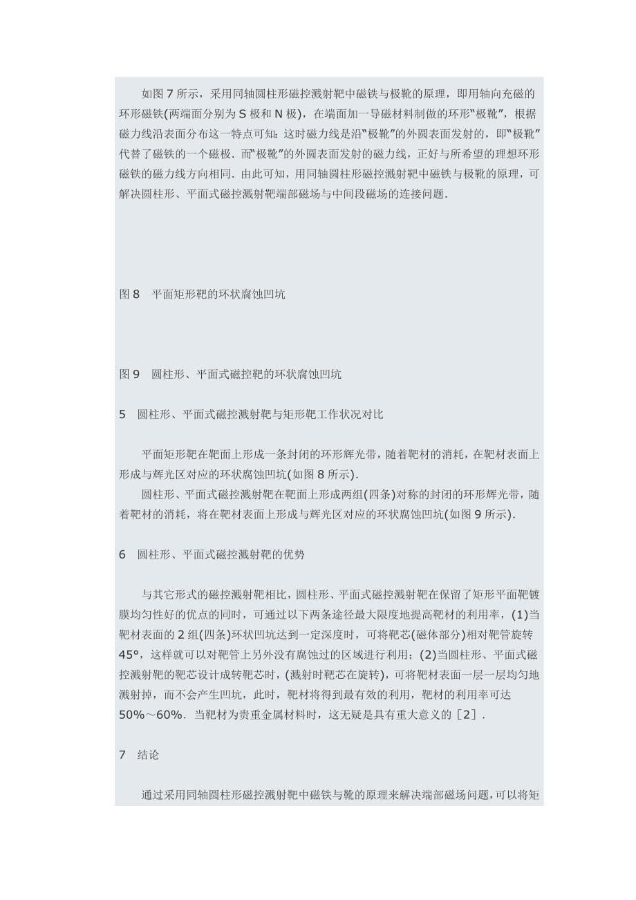 圆柱形平面式磁控溅射靶的特点与设计原理_第5页