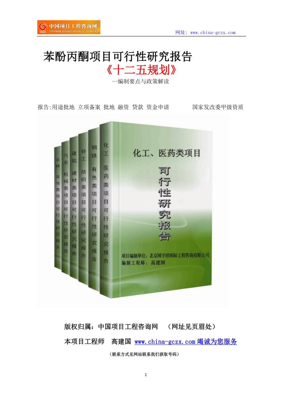 苯酚丙酮项目可行性研究报告立项范文格式_第1页