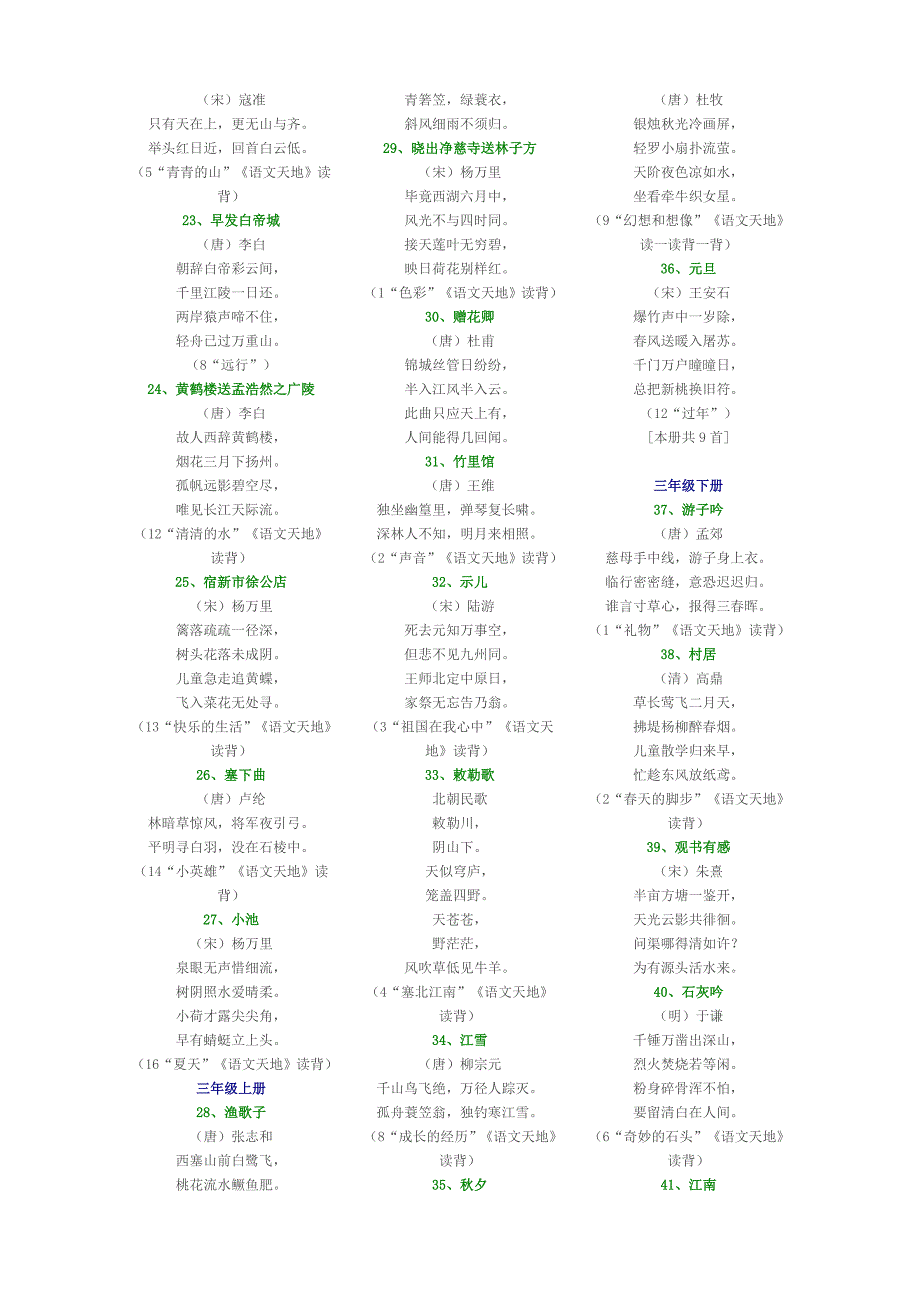 北师大版小学语文古诗词总览_第2页