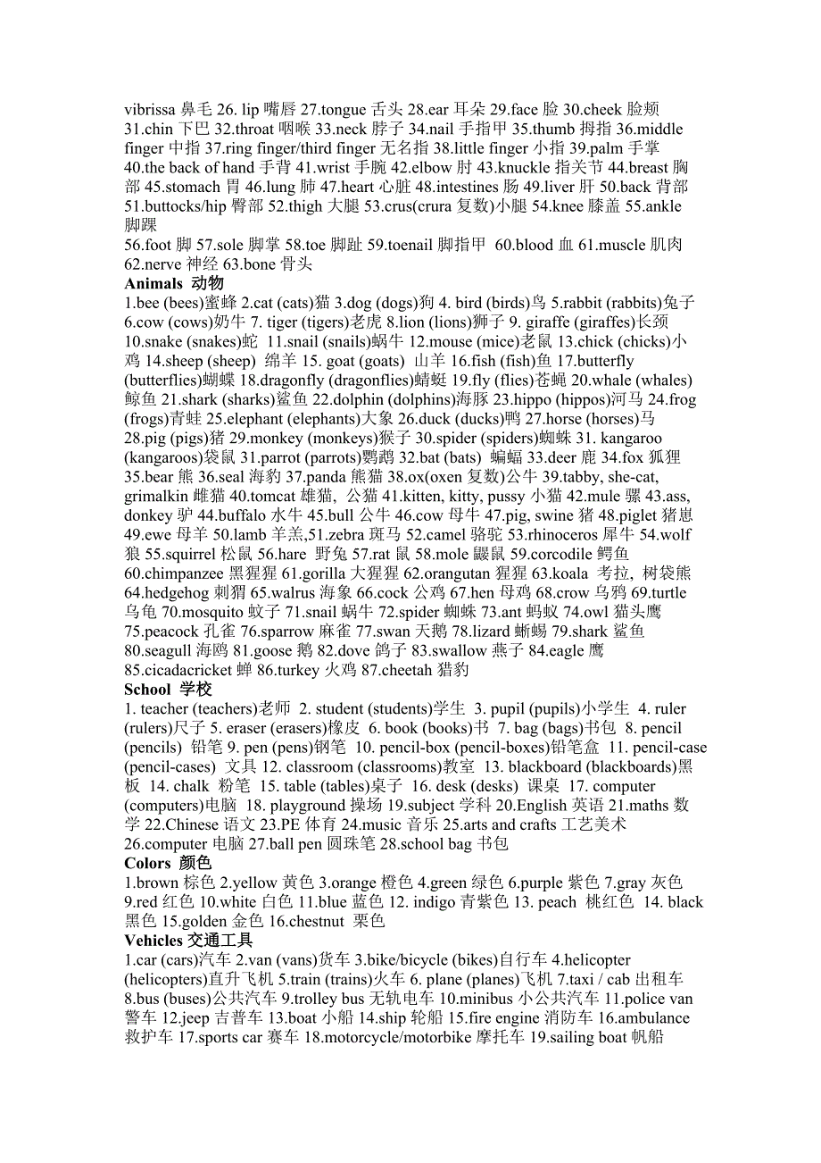 英语单词分类记忆(小学)_第2页