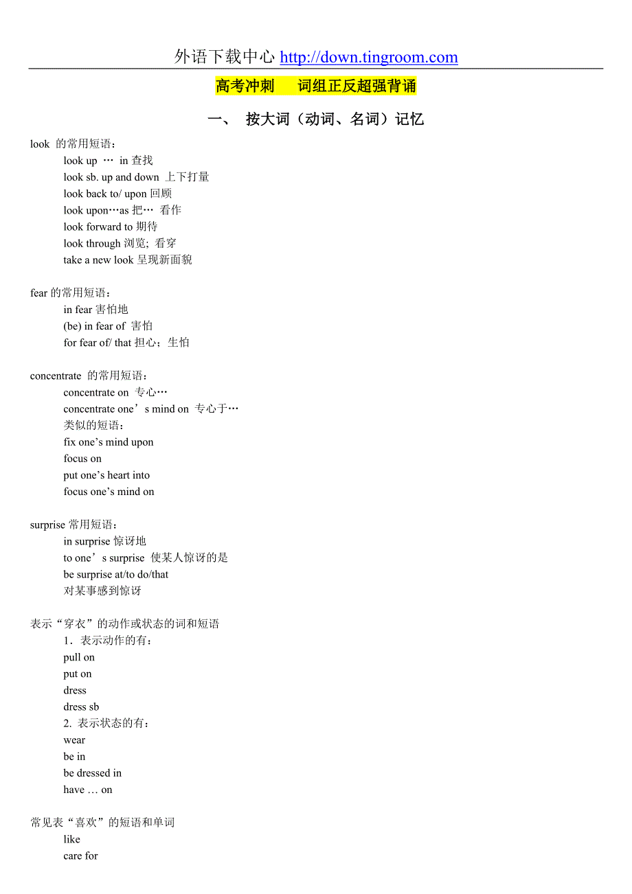 高考英语冲刺词组必背_第1页