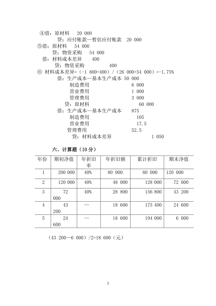 中级财务会计模拟试题参考答案_第3页