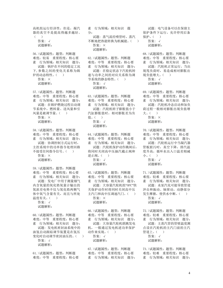 电力技能鉴定试题--集控值班员高级工试题_第4页