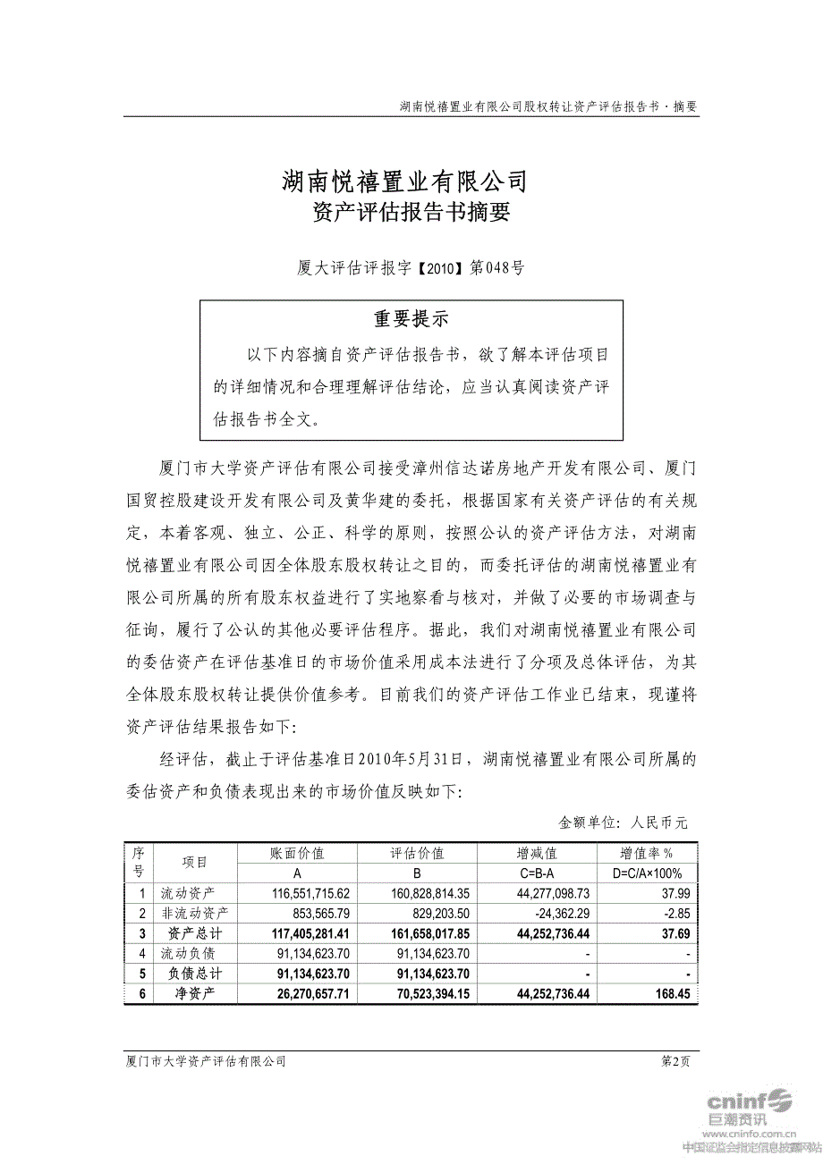 湖南悦禧置业有限公司资产评估报告书_第4页