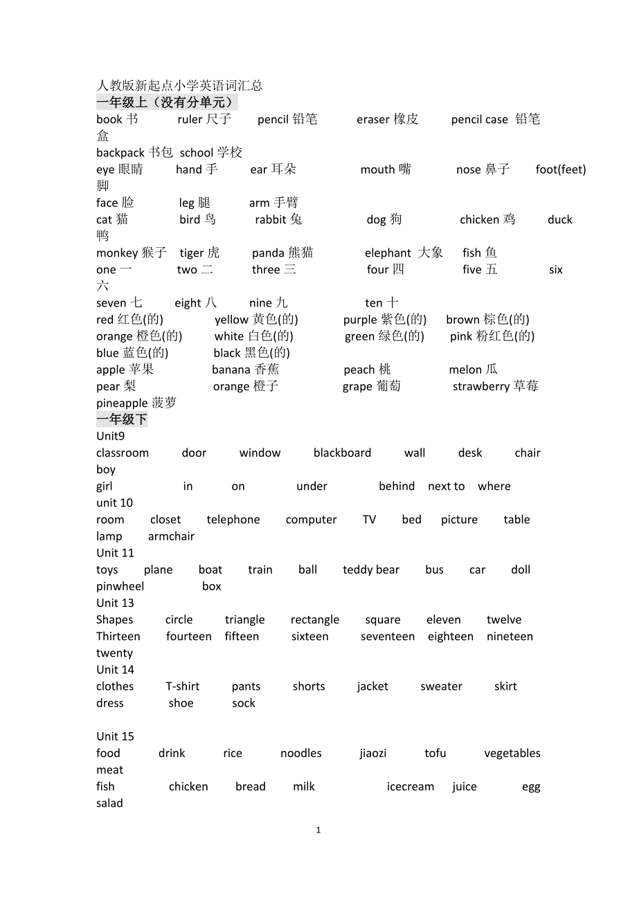 人教版新起点小学英语(词汇)1-6年级(汉语版)2_第1页