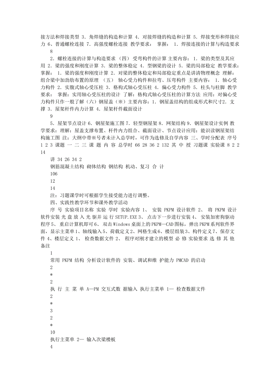 建筑结构与结构CAD教学大纲_第3页