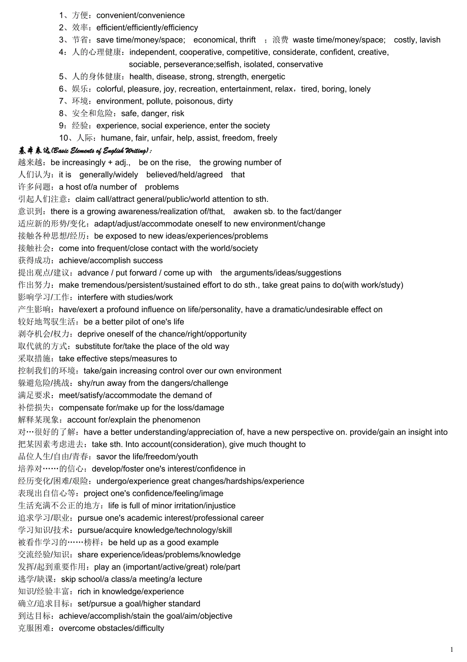 英语作文基本表达(BasicElementsofEnglishWriting)_第1页