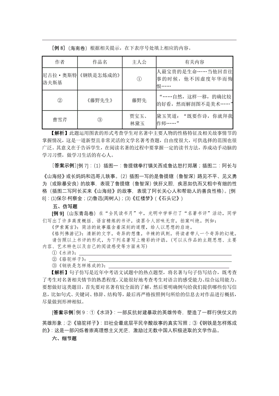 2010年中考名著阅读典题解析_第3页