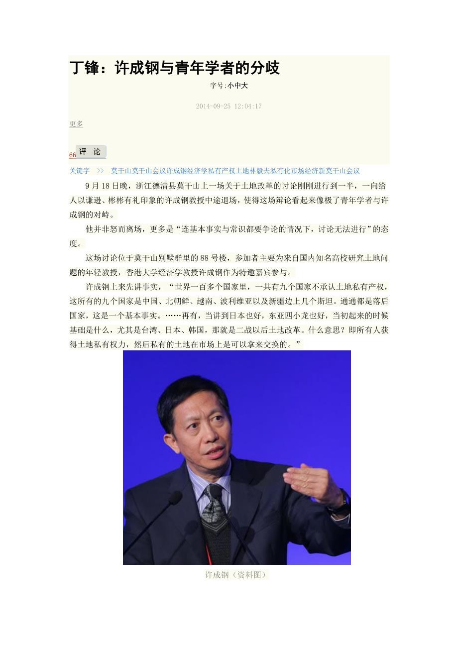 丁锋：许成钢与青年学者的分歧_第1页