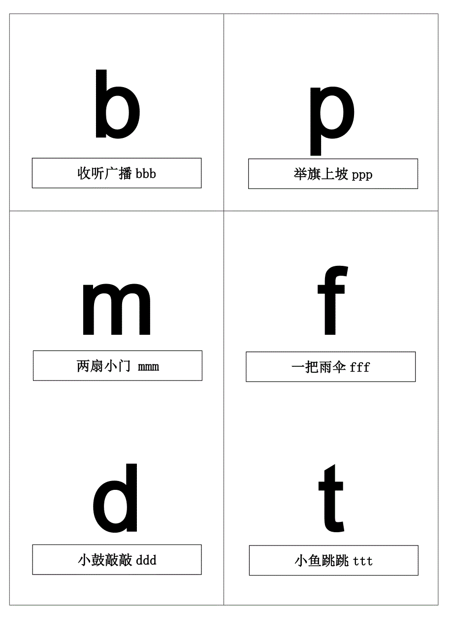 小学生汉语拼音字母表卡片(加口诀)_第1页