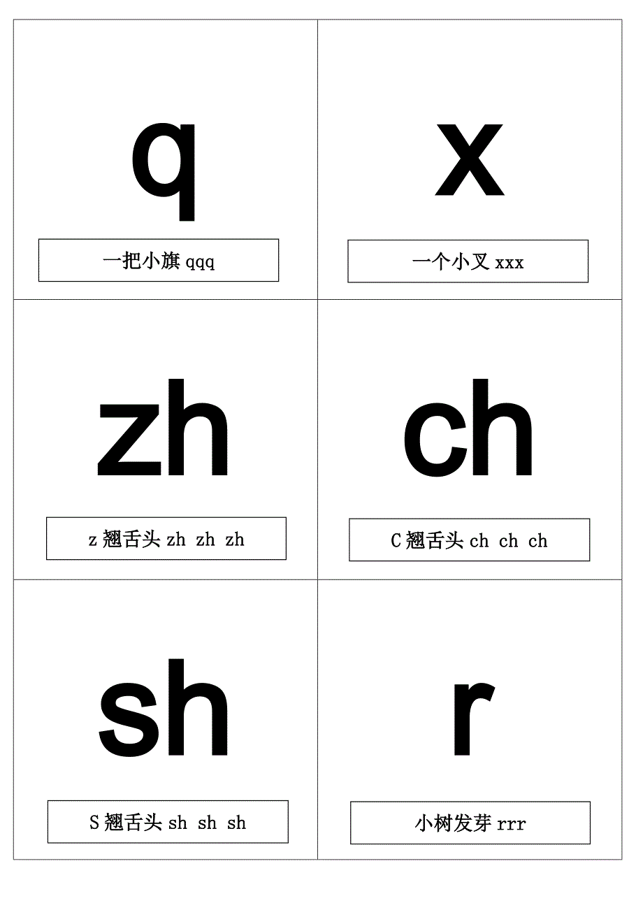 小学生汉语拼音字母表卡片(加口诀)_第3页