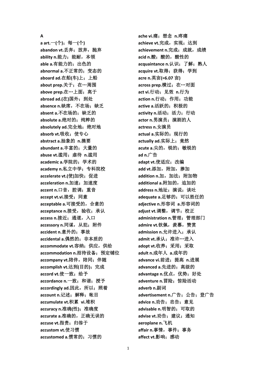 新版大学英语四级词汇(全)_第1页