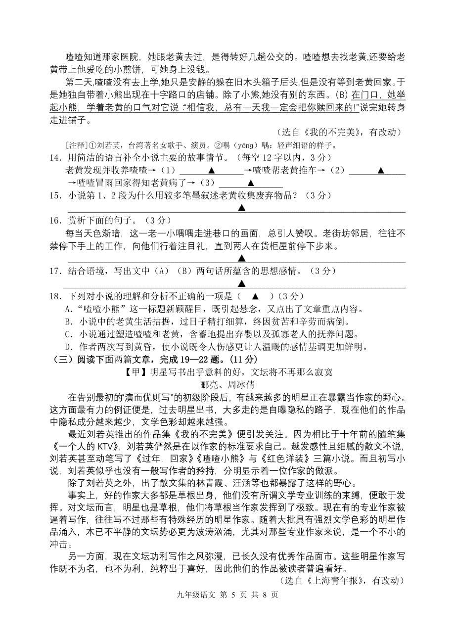 南京2013白下九年级二模试卷_第5页