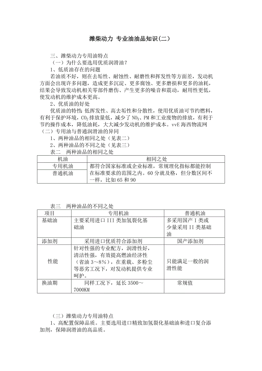 潍柴动力 专业油油品知识(二)_第1页