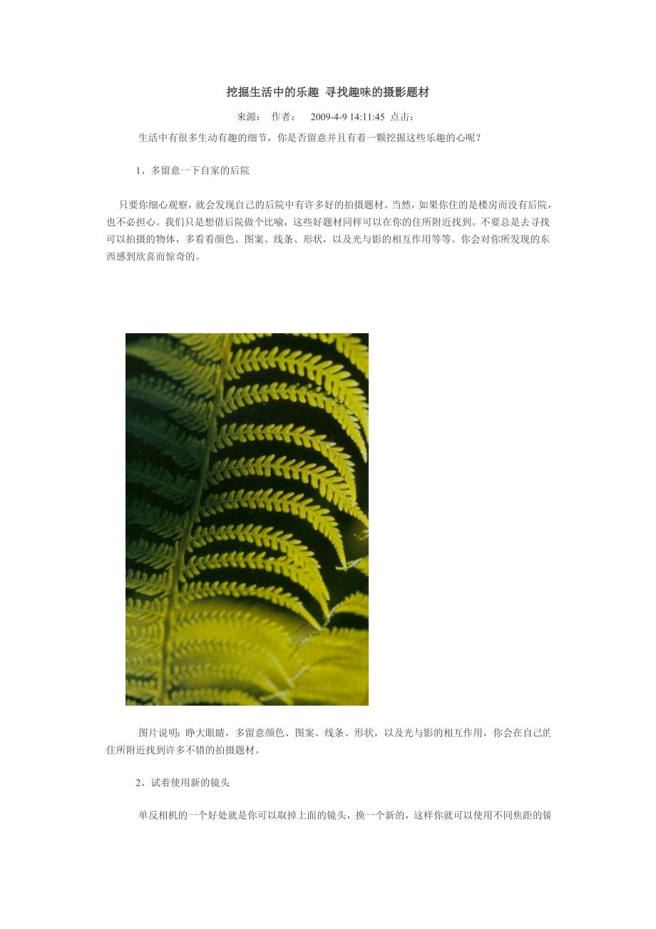 挖掘生活中的乐趣 寻找趣味的摄影题材_第1页