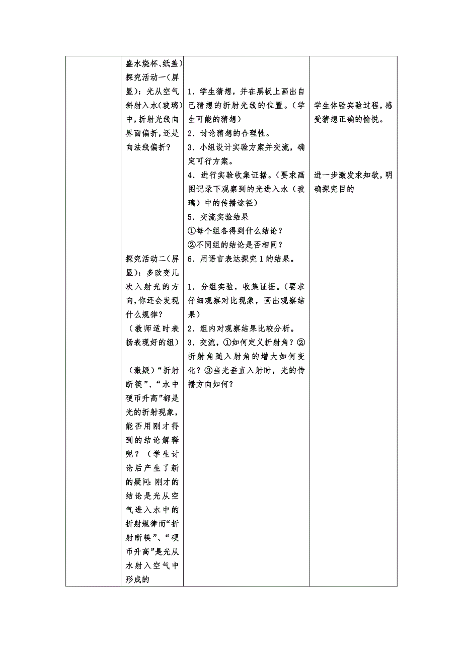 光的折射教学设计(汪丽)_第3页