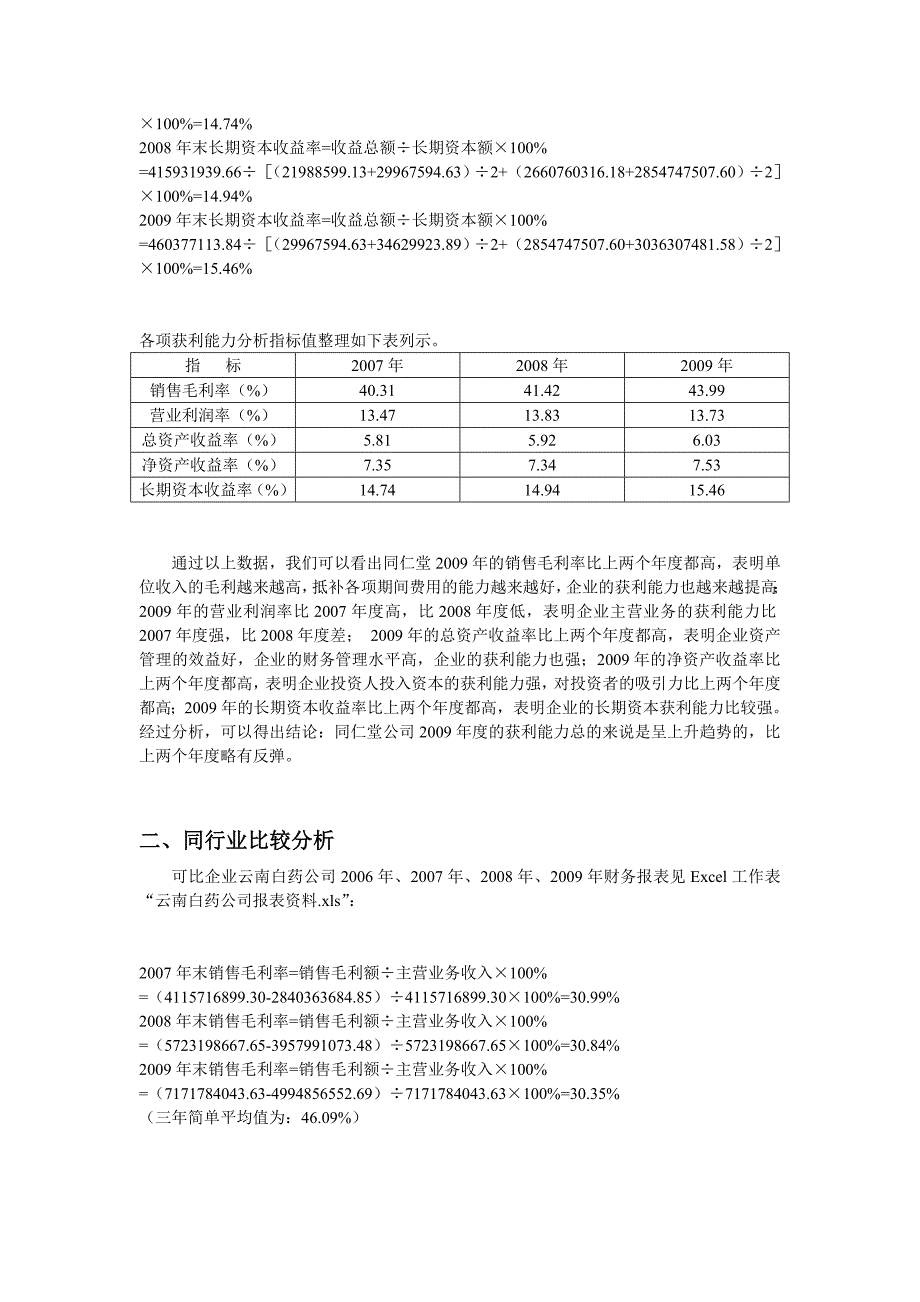 好的同仁堂财务报表获利能力剖析_第2页