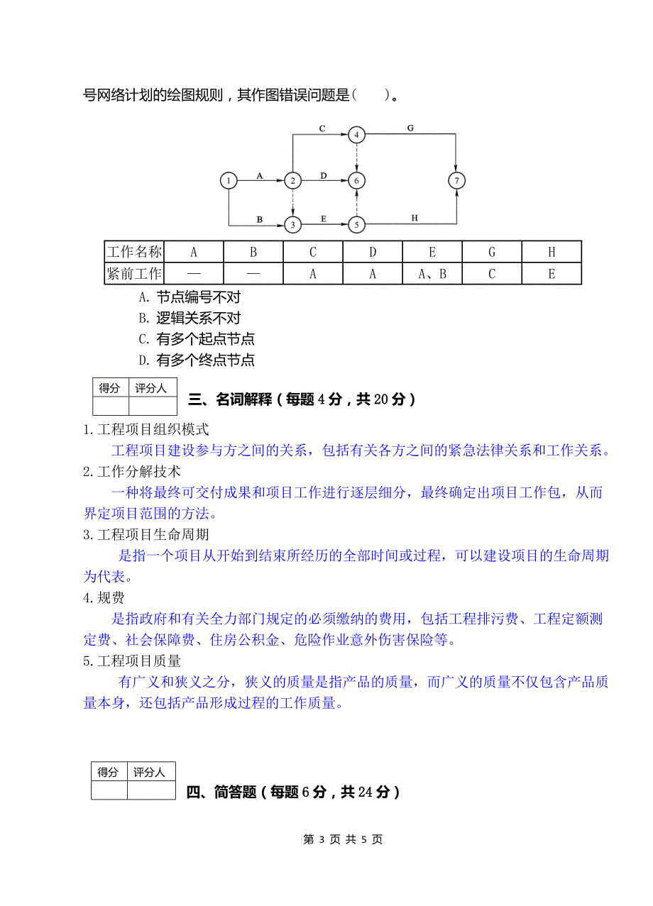 工程项目的管理概论A和解答_第3页