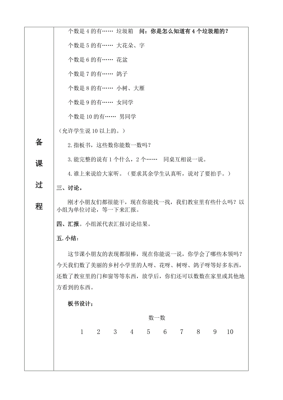 人教版一年级数学上册第一单元_集体备课记录表_第3页