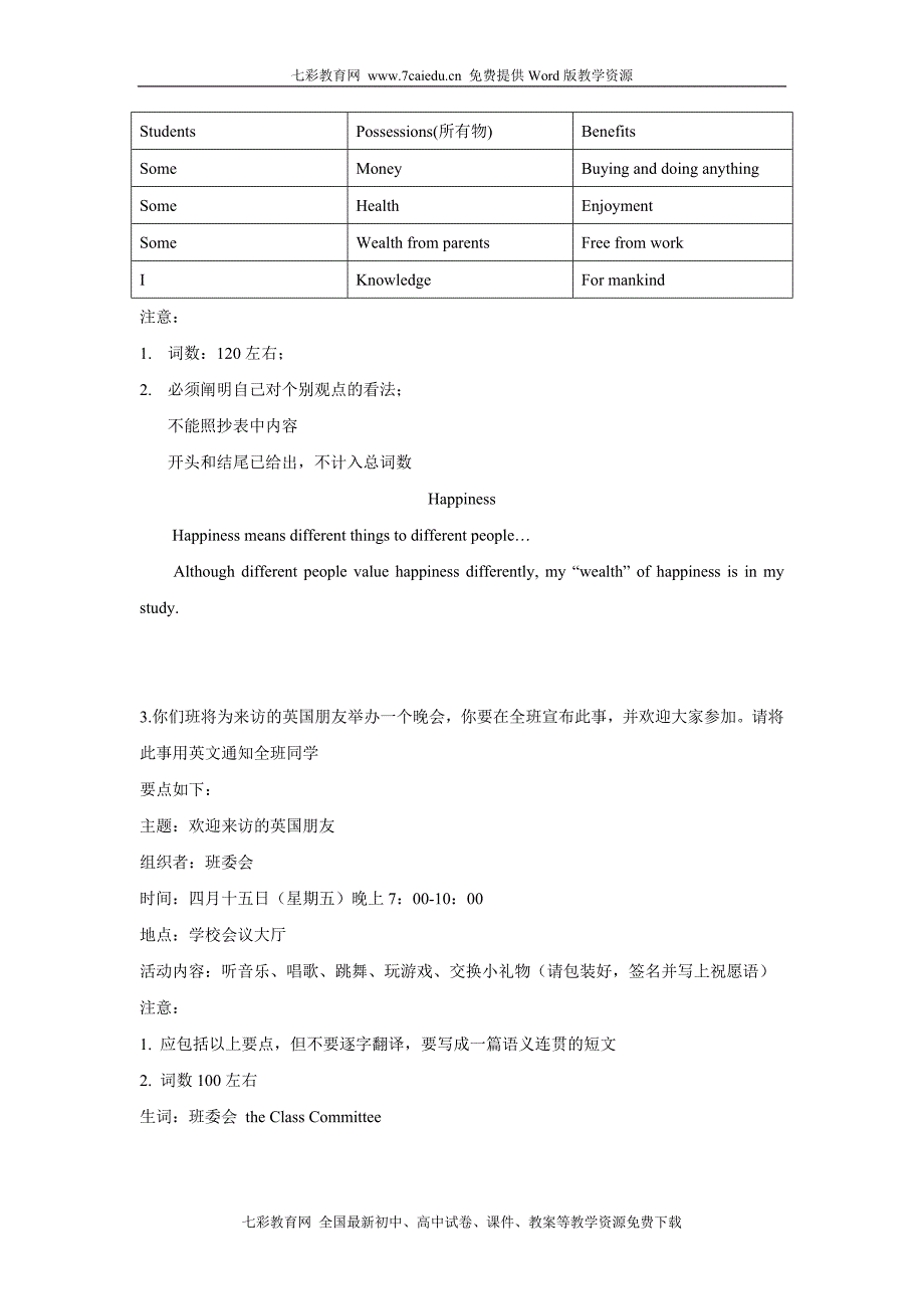 2010届高中考试英语二轮复习跟踪测试—书面表达专题_第2页