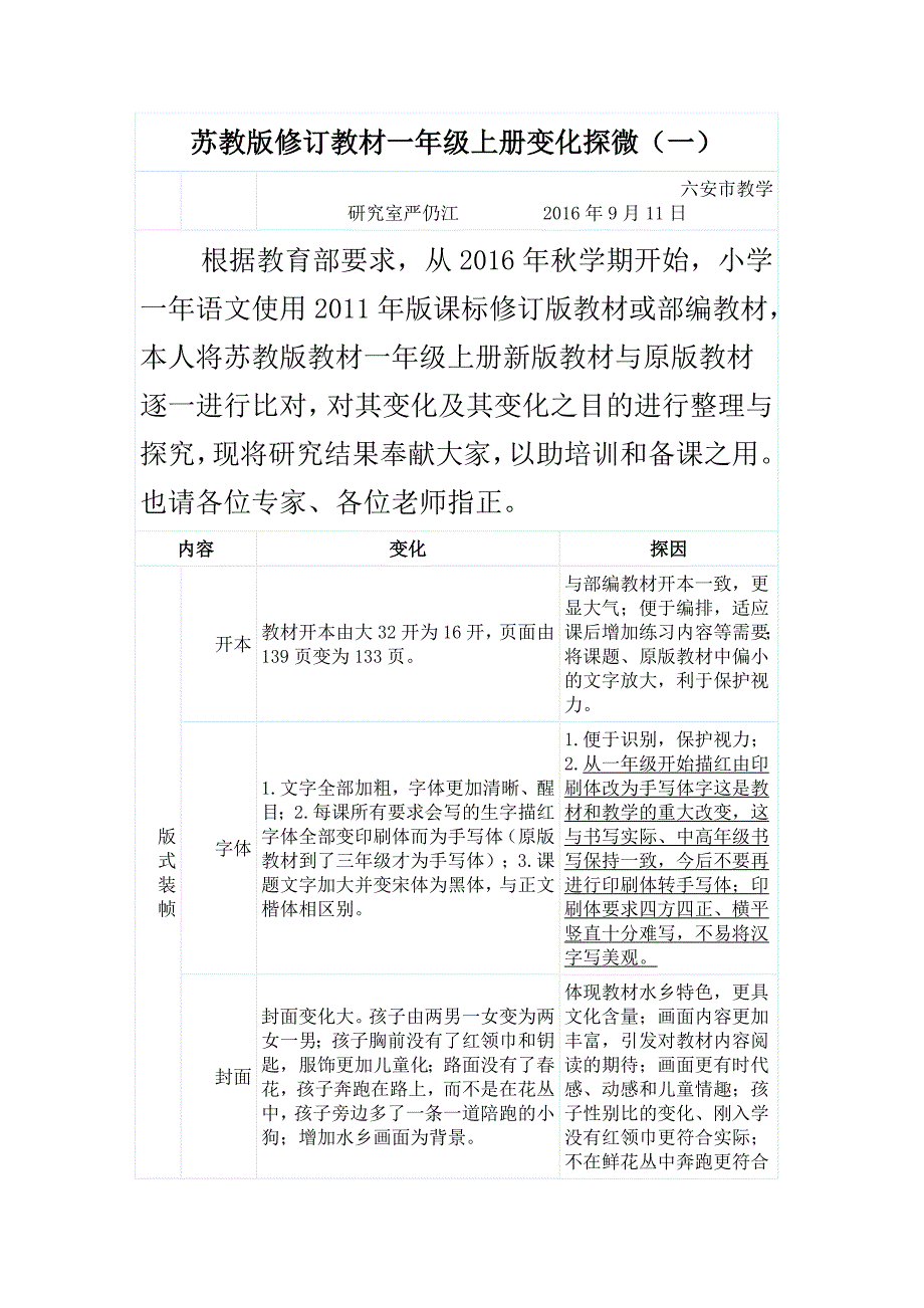 苏教版修订教材一年级上册变化探微_第1页