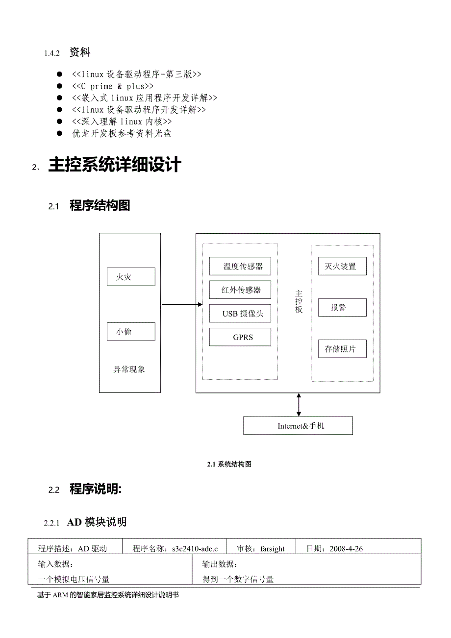 基于ARM的智能家居监控系统详细设计说明书_第4页