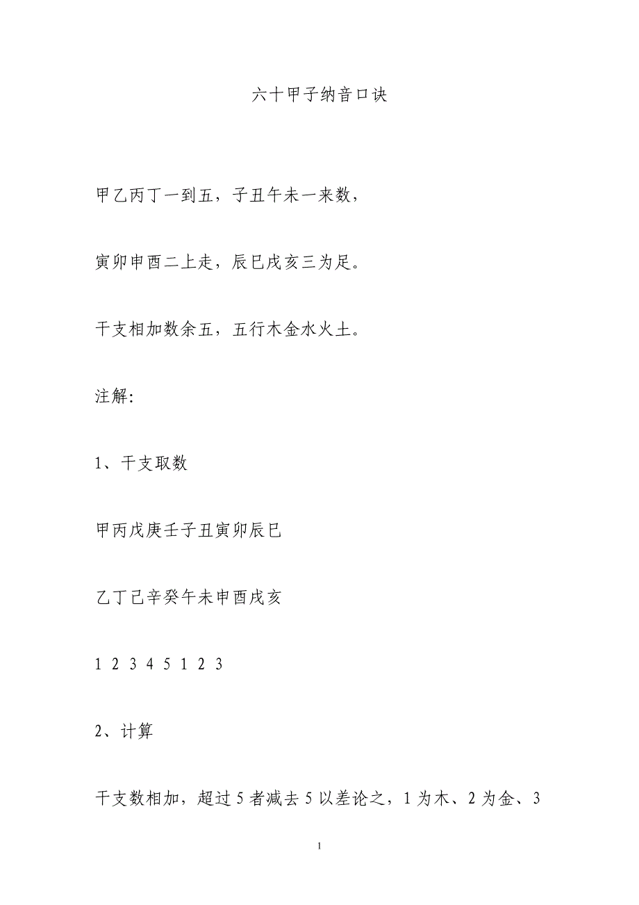 六十甲子纳音口诀 doc_第1页