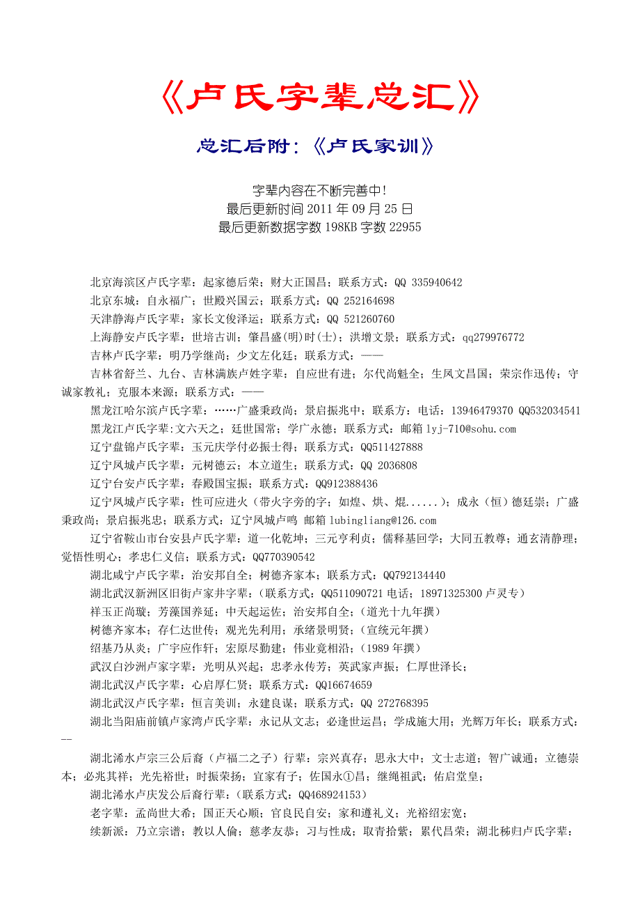 【2017年整理】《卢氏字辈总汇》_第1页