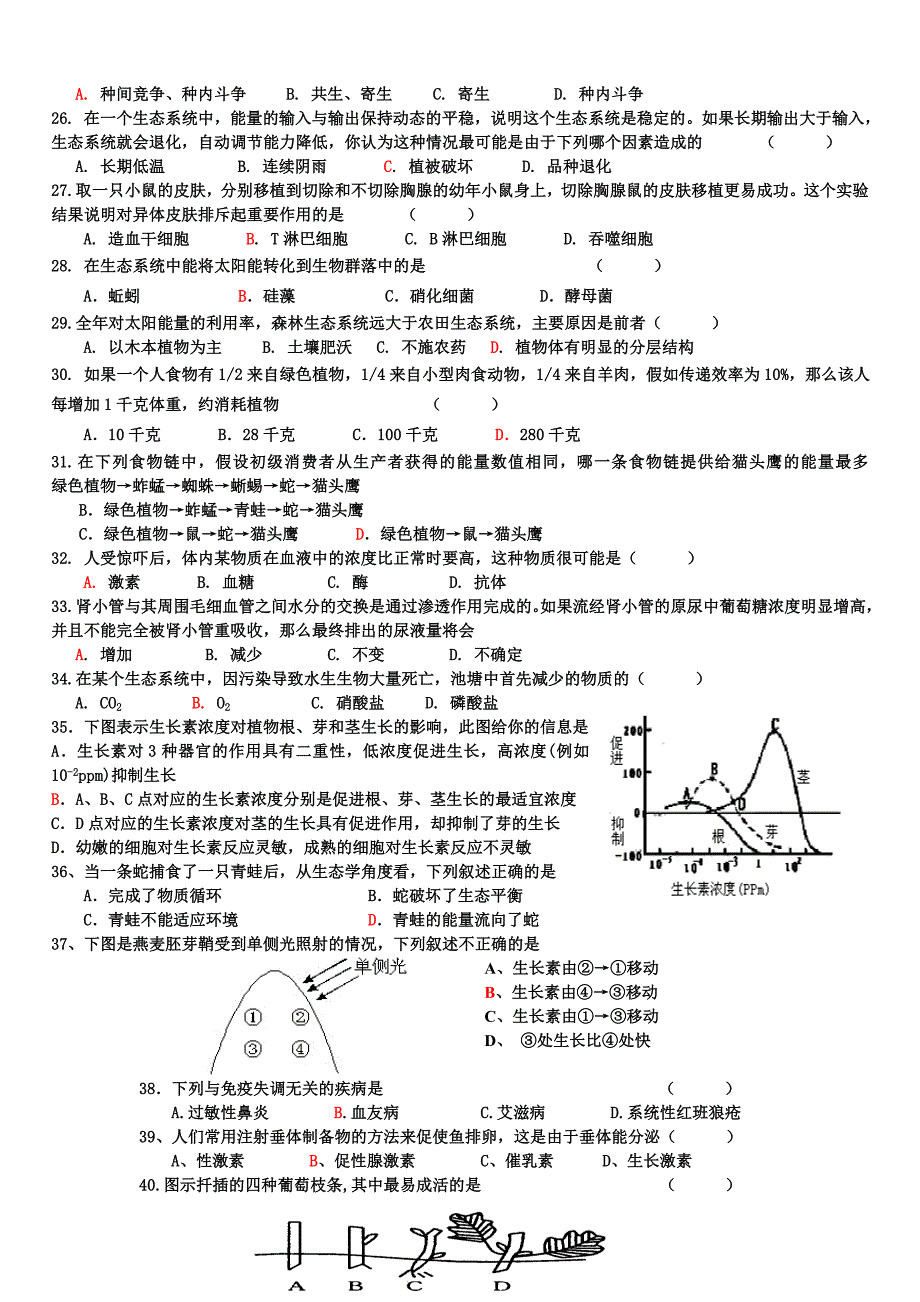 高中生物必修三综合复习题(1)_第3页