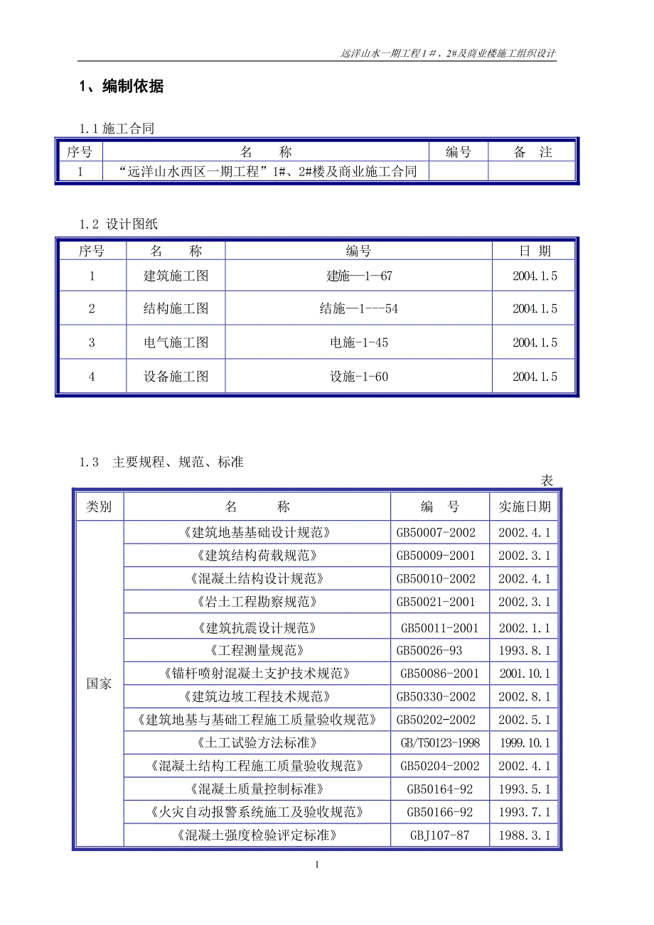 远洋山水1#、2#施工组织设计调整稿22222222_第1页