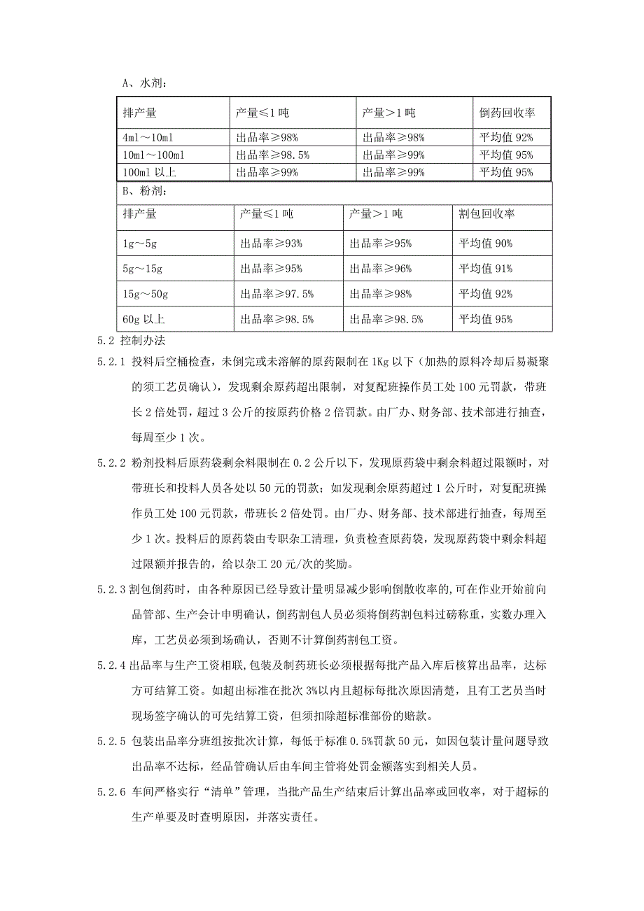 生产出品率、物料损耗及一单清管理办法_第3页