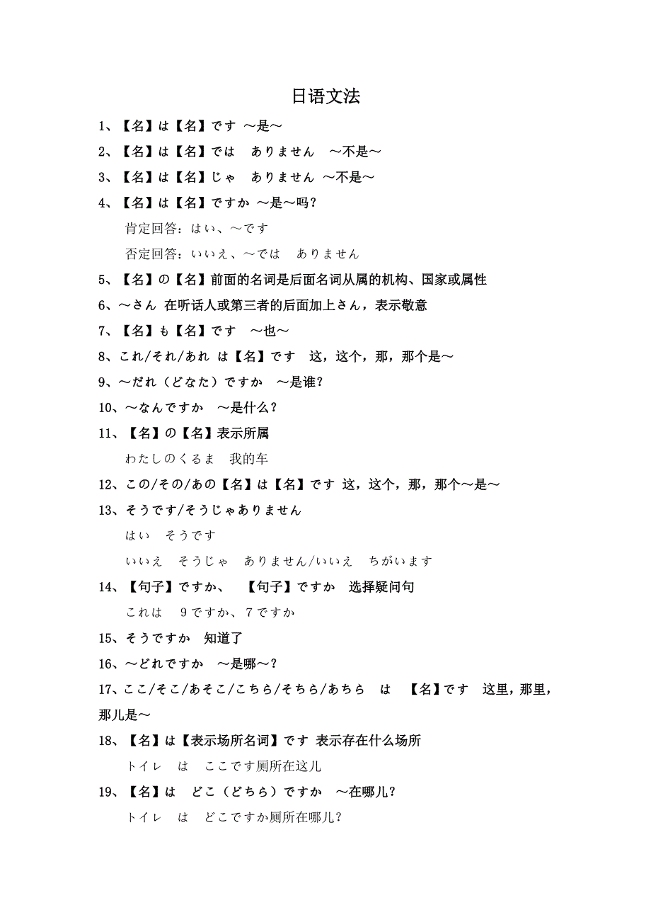 日语文法(1-12课语法总结)_第1页