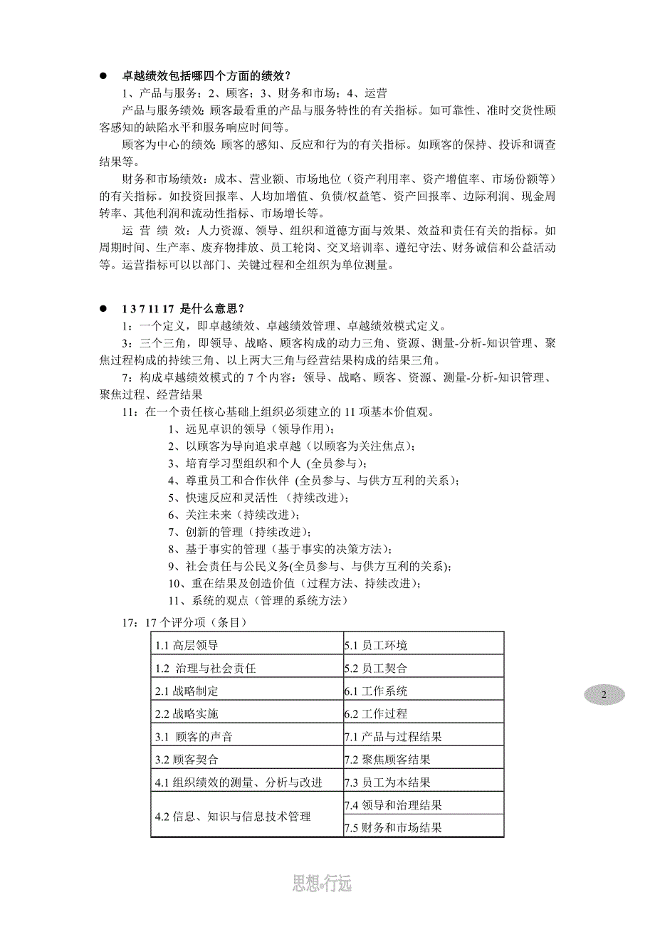 卓越绩效模式培训练习题最新_第2页