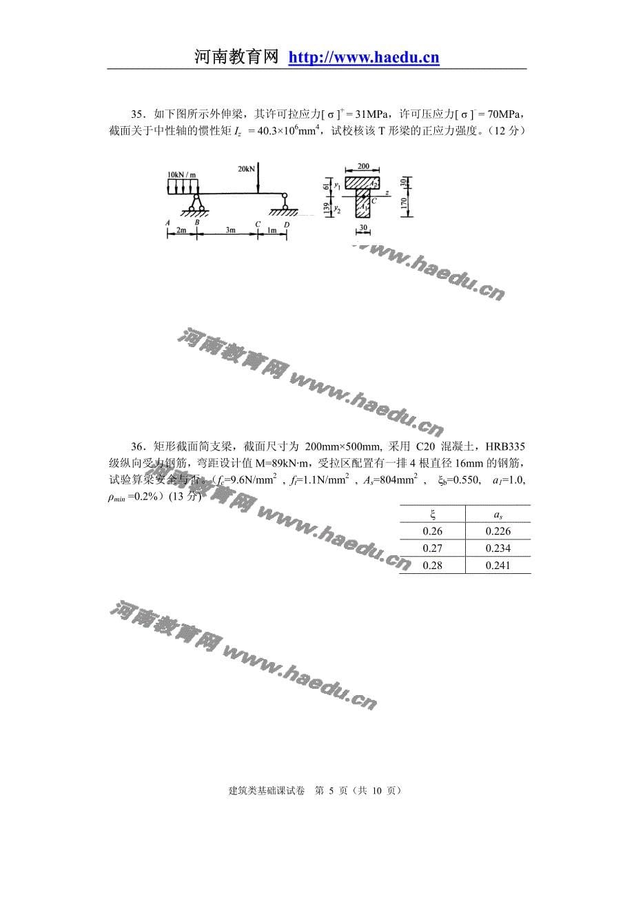 河南对口高考08建筑类基础课试卷A_第5页