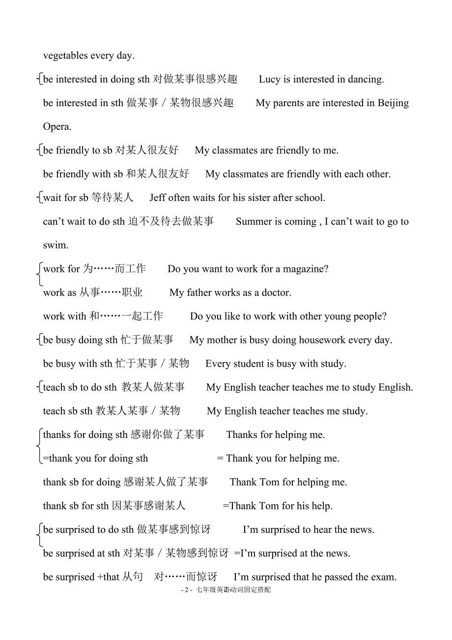 七年级英语动词固定搭配__新目标_人教版_第2页