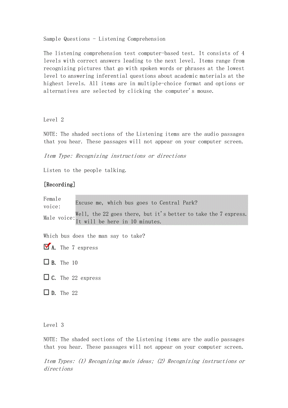 listening&ReadingSample Questions_第1页