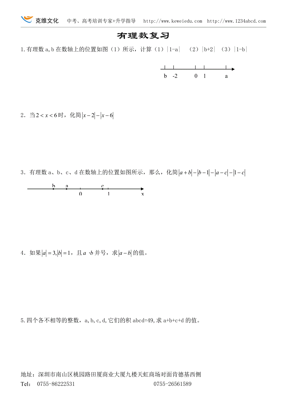 深圳数学七年级有理数复习_第1页