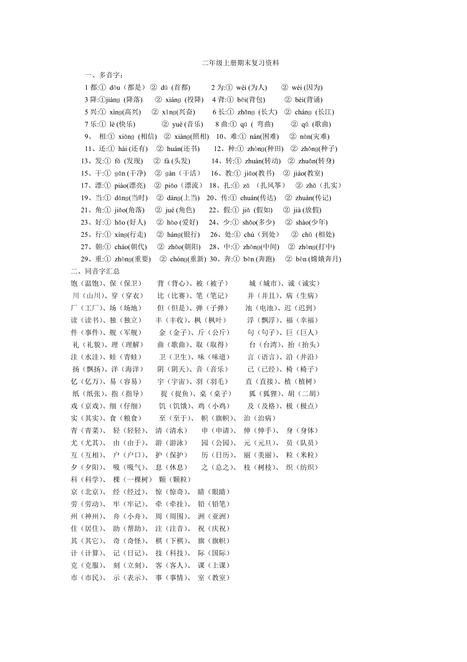 二年级上册语文复习知识点(很全面_推荐)_第1页