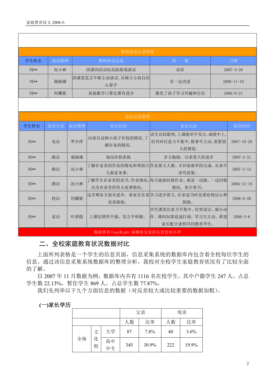 官田小学学生家庭教育情况调查报告_第2页