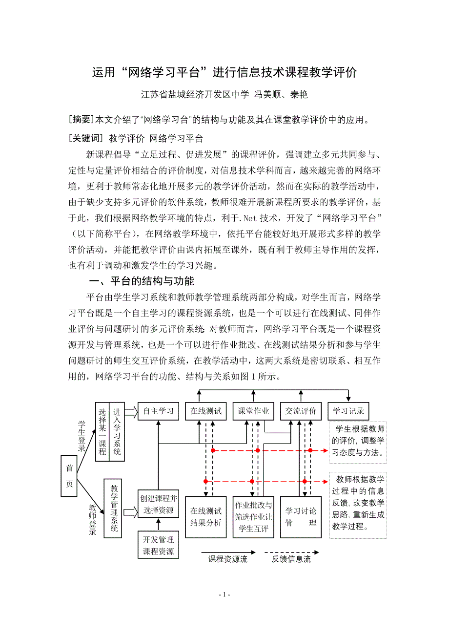 运用“网络学习平台”进行信息技术课程教学评价_第1页