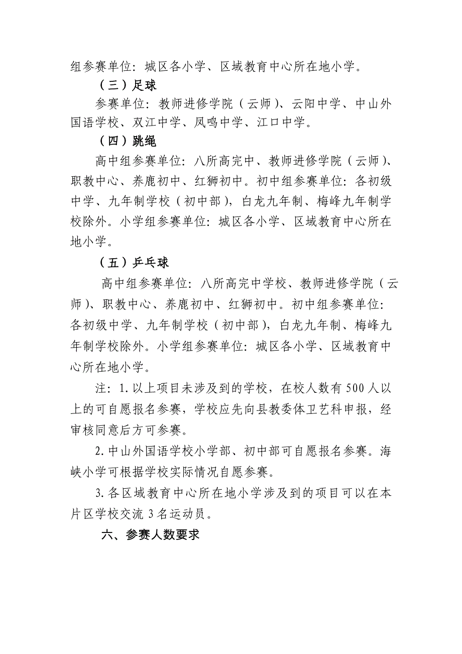 云阳县第一届中小学生综合性运动会总规程_第2页