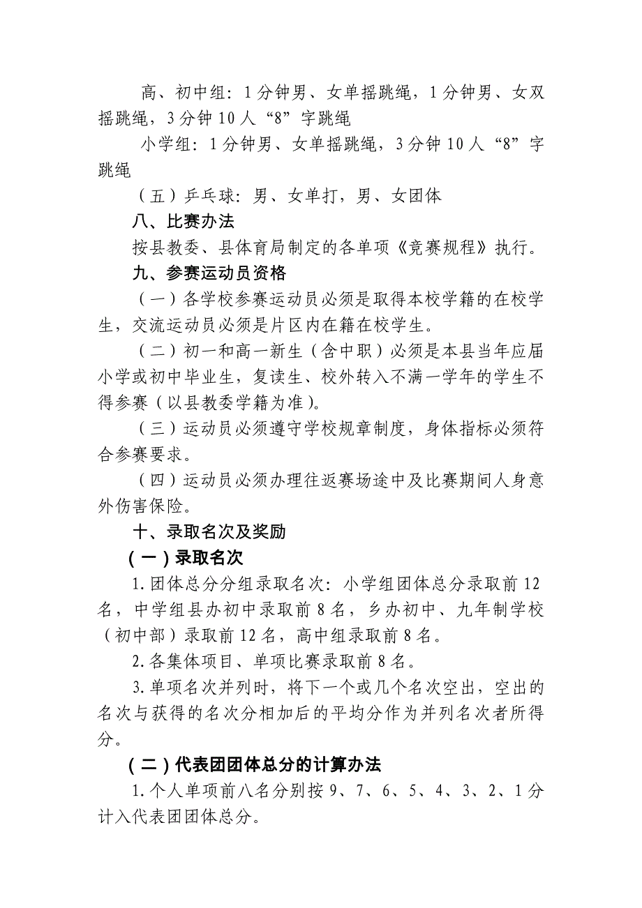 云阳县第一届中小学生综合性运动会总规程_第4页