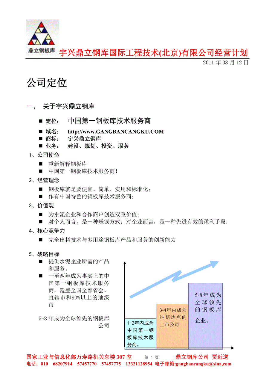 宇兴鼎立钢库国际工程技术(北京)有限公司经营经营计划_第4页