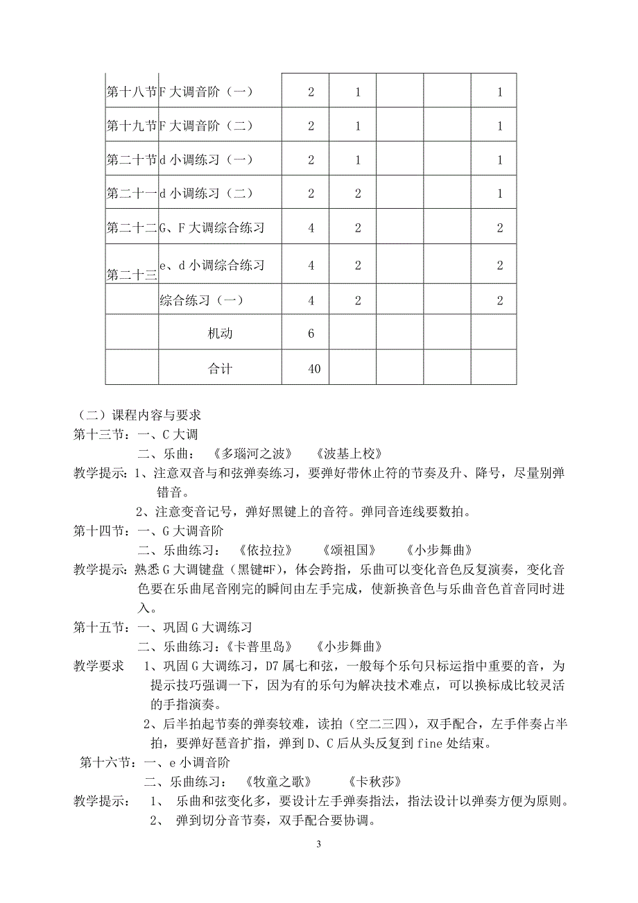 《电子琴》教学大纲 ( 1 )_第4页